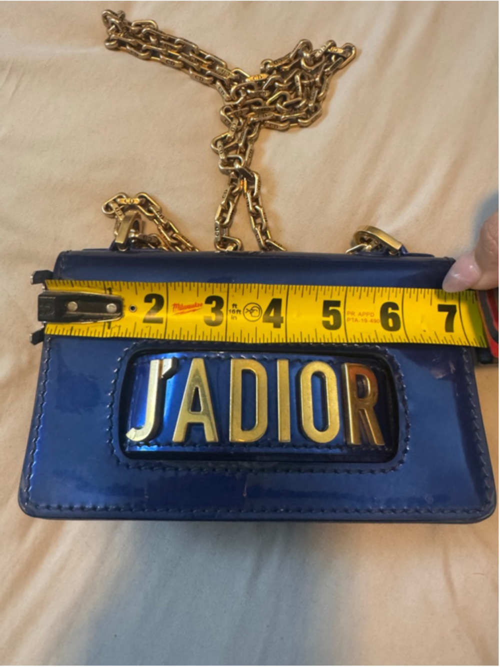 Women's Christian Dior Blue Patent Leather J'ADIOR Crossbody Bag One Size - Picture 9 of 14